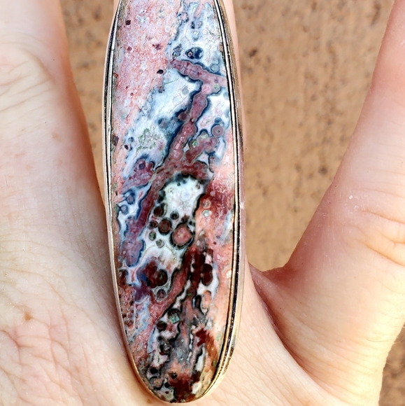 New Leopard Skin Jasper 925 Silver Statement Ring. - Picture 2 of 12